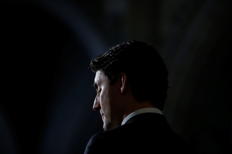 © Reuters. Canada's Prime Minister Justin Trudeau takes part in a news conference on Parliament Hill in Ottawa