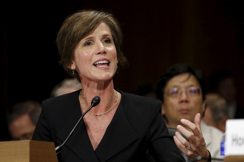 © Reuters. Imagen de archivo de Sally Yates durante una audiencia en el Capitolio en Washington
