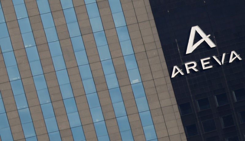© Reuters. A logo is seen on the Areva Tower in Courbevoie