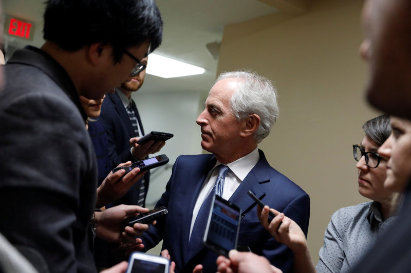© Reuters. Sen. Bob Corker (R-TN) speaks to reporters at the U.S. Capitol