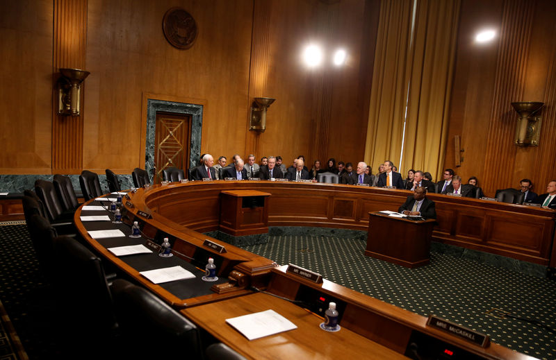 © Reuters. Democrats boycott meeting on Mnuchin nomination on Capitol Hill in Washington