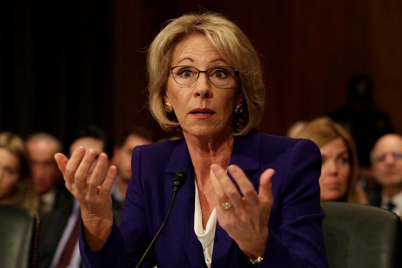 © Reuters. Betsy DeVos testifies before the Senate Health, Education and Labor Committee confirmation hearing