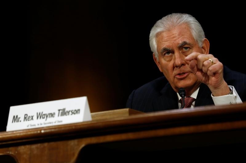 © Reuters. Rex Tillerson durante depoimento ao Senado dos Estados Unidos