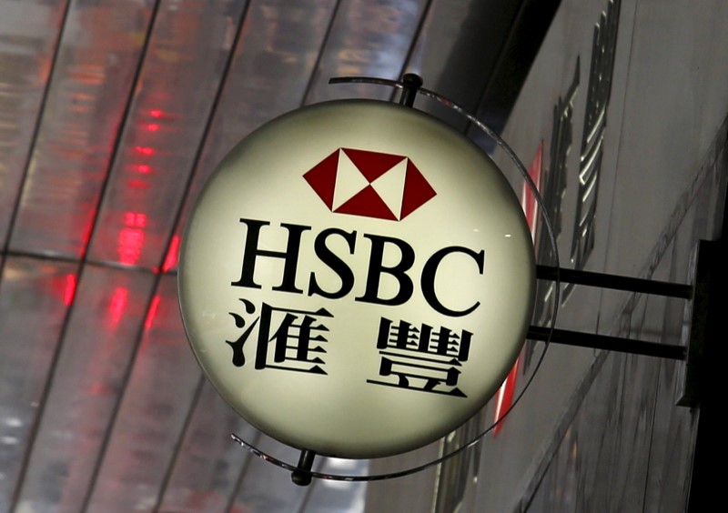 © Reuters. FILE PHOTO:  A logo of HSBC is displayed outside a branch in Hong Kong
