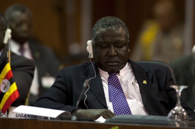 © Reuters. Uganda's Foreign Affairs Minister Okello attends the plenary session of the Africa-South America Summit in Margarita Island