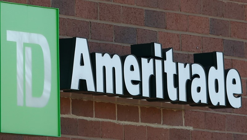 © Reuters. A TD Ameritrade sign is seen outside a branch in Schaumburg