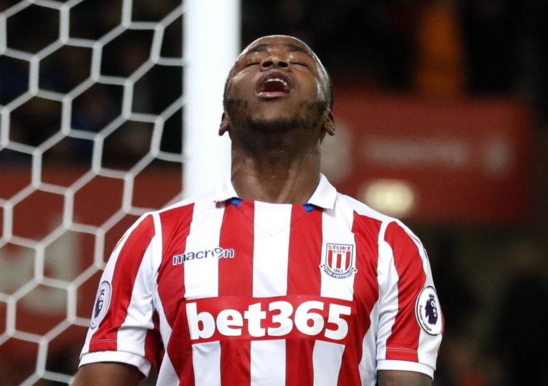 © Reuters. Stoke City's Saido Berahino looks dejected