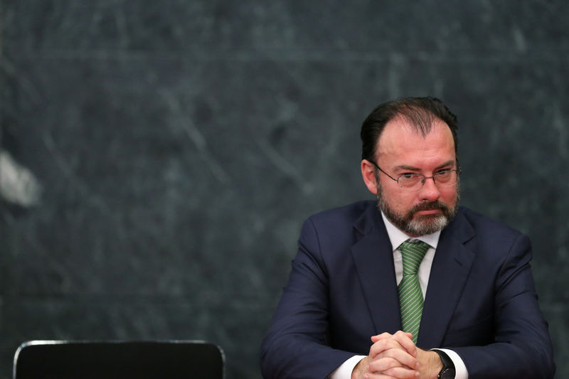 © Reuters. Mexico's Foreign Minister Luis Videgaray takes part during the delivery of a message about foreign affairs by Mexico's President Enrique Pena Nieto at Los Pinos presidential residence in Mexico City