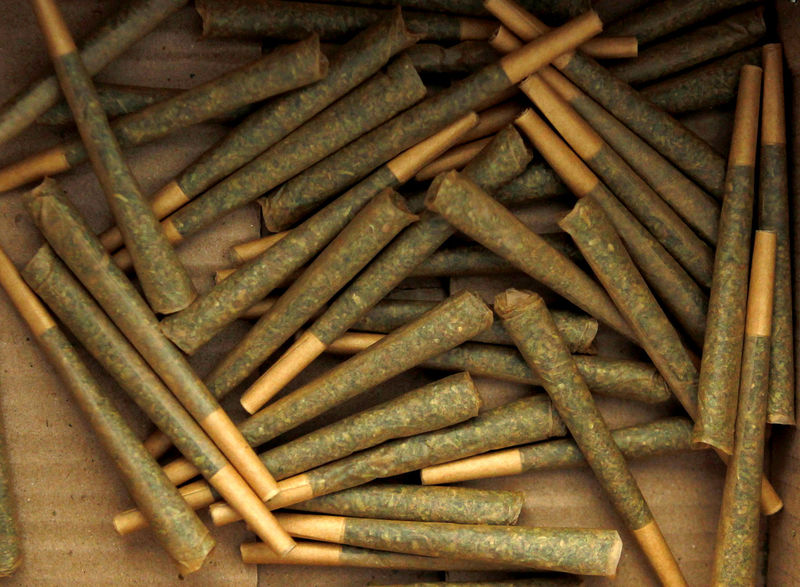 © Reuters. FILE PHOTO: Newly prepared cigarettes filled with medical marijuana seen at a plantation near the northern Israeli city of Safed