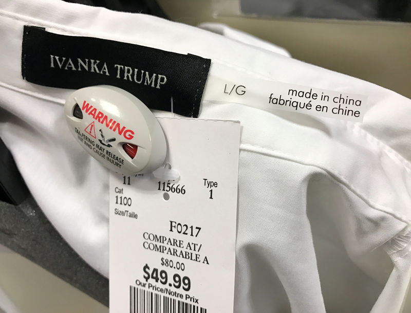 © Reuters. An Ivanka Trump-branded blouse is seen for sale at off-price retailer Winners in Toronto