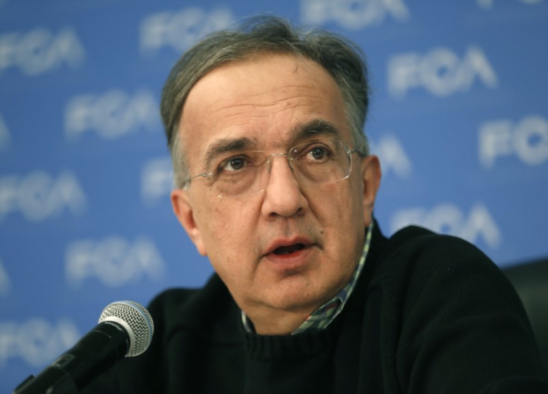 © Reuters. Fiat Chrysler Automobiles CEO Sergio Marchionne speaks during the North American International Auto Show in Detroit