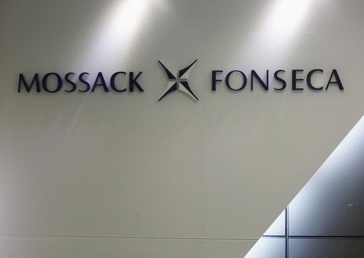 © Reuters. The company logo of Mossack Fonseca is seen inside the office of Mossack Fonseca & Co. Limited in Hong Kong