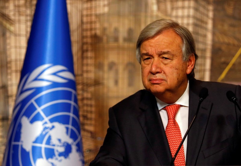 © Reuters. U.N. Secretary-General Guterres attends a news conference in Istanbul