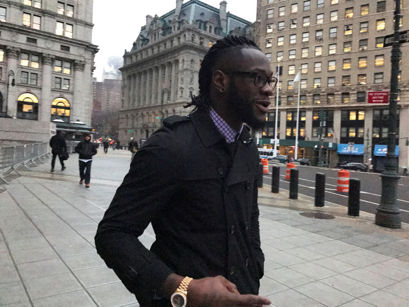 © Reuters. File Photo: American boxer Deontay Wilder exits the federal courthouse in Manhattan