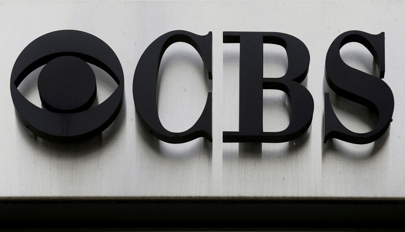 © Reuters. FILE PHOTO -  The CBS "eye" and logo are seen outside the CBS Broadcast Center on West 57th St. in Manhattan New York