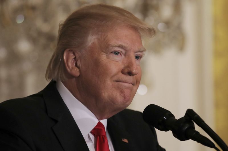 © Reuters. U.S. President Trump listens to questions during news conference at the White House in Washington