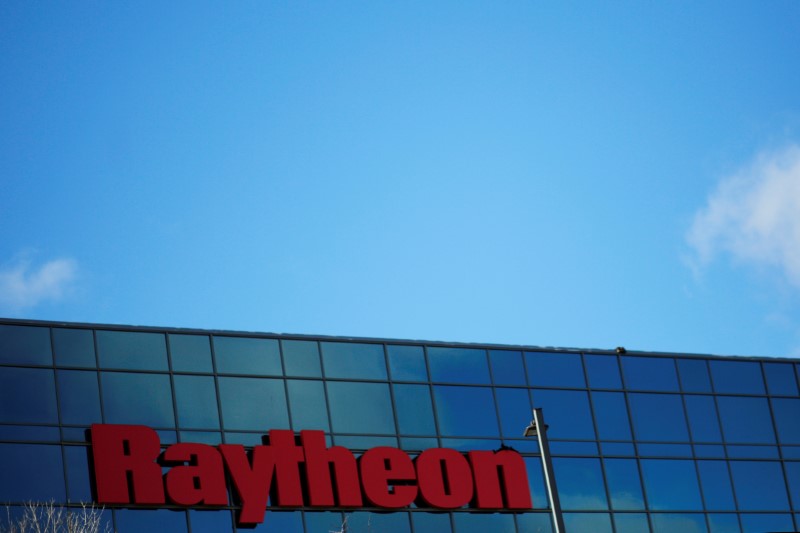 © Reuters. A sign marks the Raytheon offices in Woburn