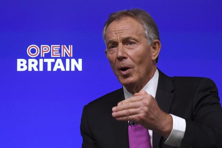 © Reuters. Ex-premiê britânico Tony Blair faz discursso pró-Europa, em Londres