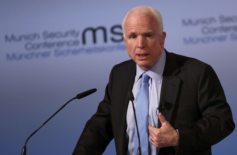 © Reuters. U.S. Senator McCain speaks at the opening of the 53rd Munich Security Conference in Munich