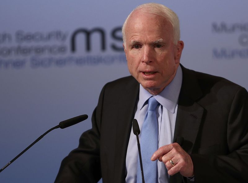 © Reuters. U.S. Senator McCain speaks at the opening of the 53rd Munich Security Conference in Munich