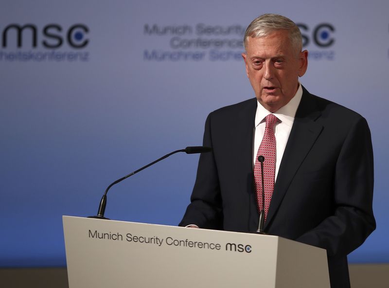 © Reuters. U.S. Defense Secretary Mattis speaks at the opening of the 53rd Munich Security Conference in Munich