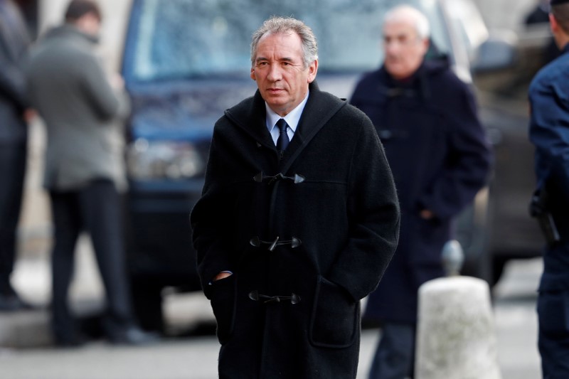 © Reuters. Francois Bayrou, French politician and mayor of Pau, arrives to attend the funeral of former CFDT labour union leader Francois Chereque in Paris