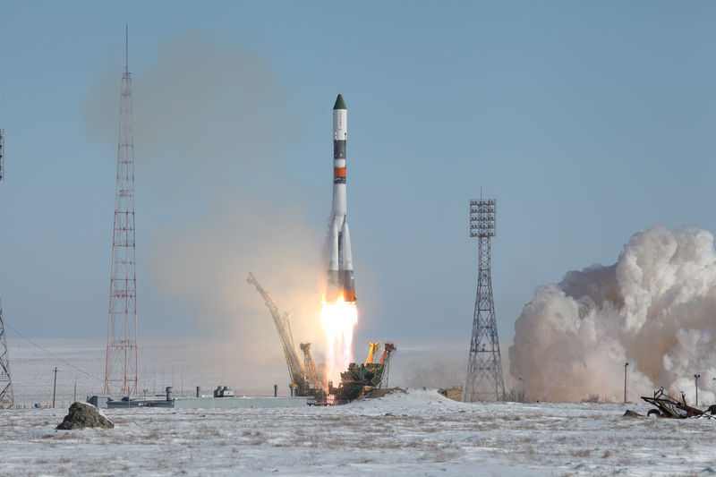 © Reuters. Espaçonave de carga russa Progress durante decolagem no cosmódromo Baikonur, Cazaquistão