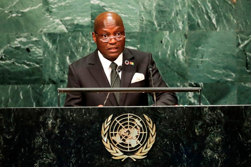 © Reuters. Guinea-Bissau's President Vaz addresses the United Nations General Assembly in the Manhattan borough of New York