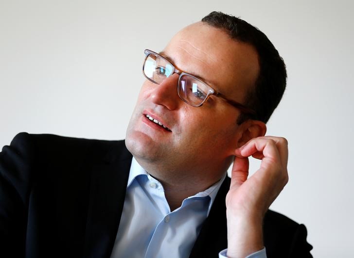 © Reuters. German Deputy Finance Minister Jens Spahn speaks during an interview with Reuters in Berlin