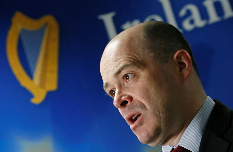 © Reuters. Irish Minister for Communications, Climate Action and Environment Denis Naughten reacts during an interview with Reuters in Brussels