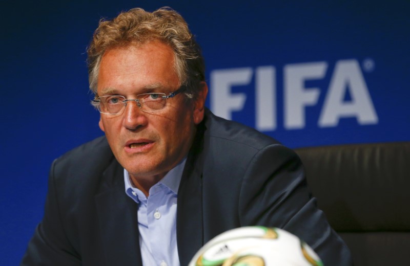 © Reuters. A file picture shows FIFA secretary general Valcke addressing a news conference in Zurich