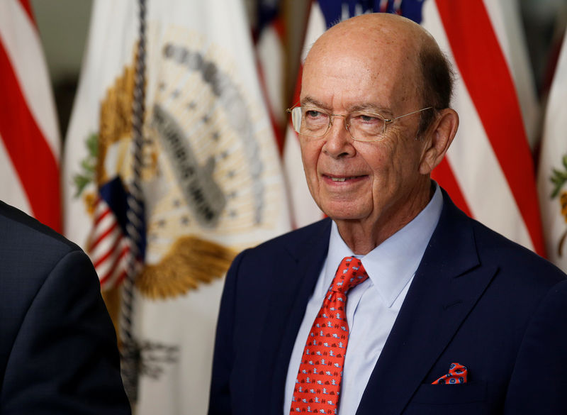 © Reuters. Wilbur Ross stands after being sworn in as Secretary of Commerce in Washington