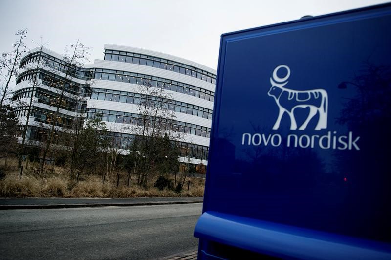 © Reuters. Novo Nordisk logo is seen in Bagsvaerd outside of Copenhagen