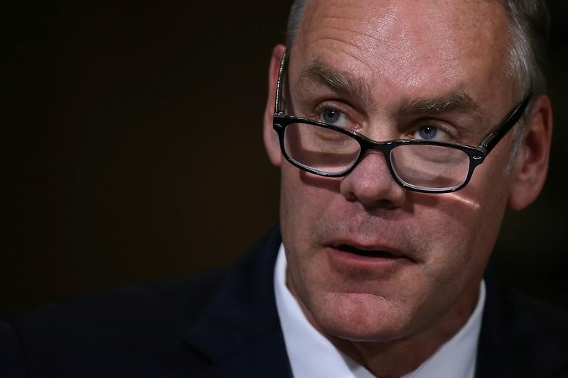 © Reuters. U.S. Rep. Ryan Zinke testifies before a Senate Energy and Natural Resources Committee confirmation hearing on his nomination to be Interior Secretary at Capitol Hill in Washington