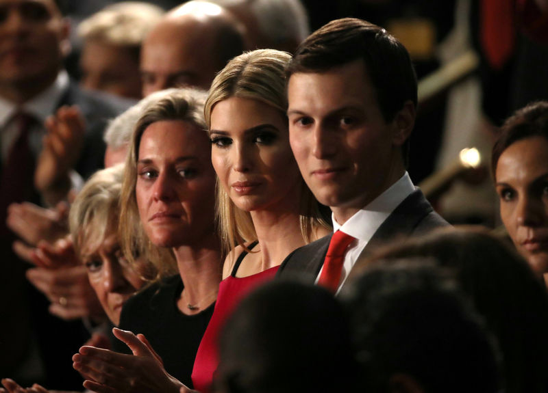 © Reuters. File Photo: Ivanka Trump, her husband Jared Kushner applaud another guest saluted by President Donald Trump during his speech to Congress.