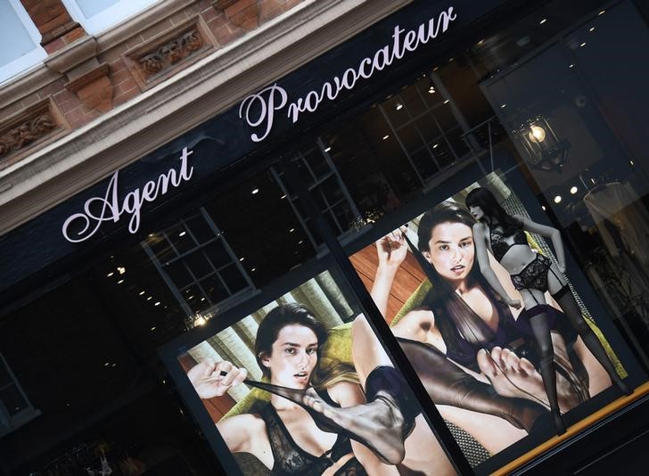© Reuters. A window display is seen at a branch of the upmarket lingerie brand, Agent Provocateur in London