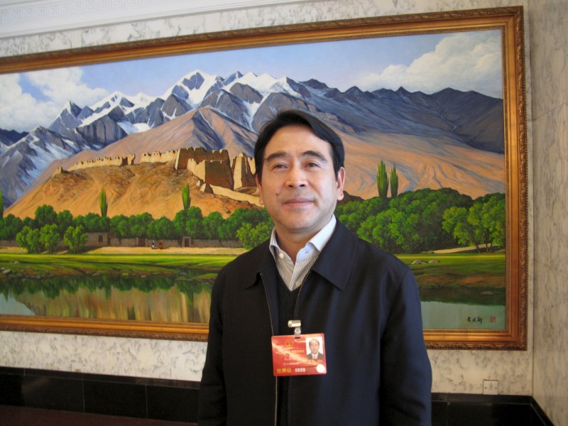 © Reuters. Chairman of China Zheshang Bank Shen Renkang, a delegate of the National People's Congress, poses for pictures after an interview with Reuters during an interval of the NPC, in Beijing, China