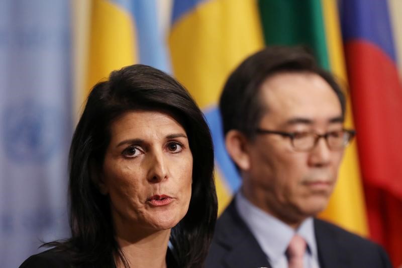 © Reuters. سفيرة أمريكا بالأمم المتحدة: كل الخيارات مطروحة بالنسبة لكوريا الشمالية