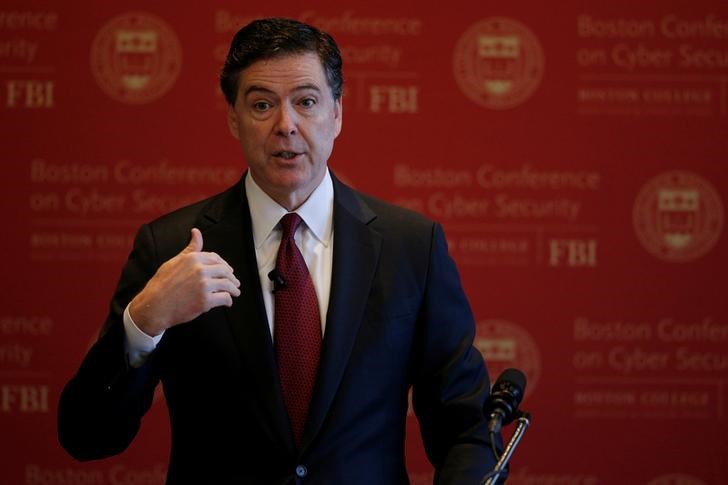 © Reuters. FBI Director James Comey speaks at the Boston Conference on Cyber Security at Boston College in Boston