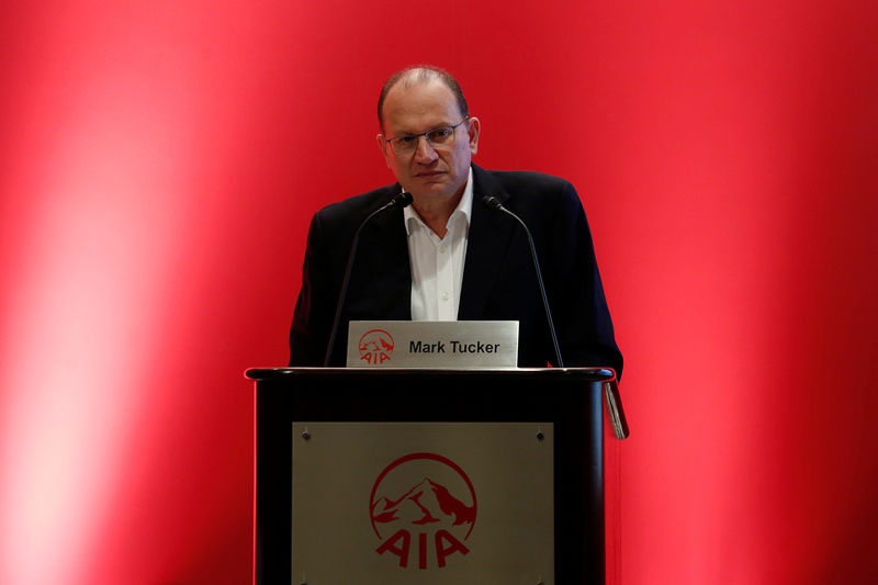 © Reuters. AIA Group Chief Executive and President Mark Tucker attends a news conference in Hong Kong