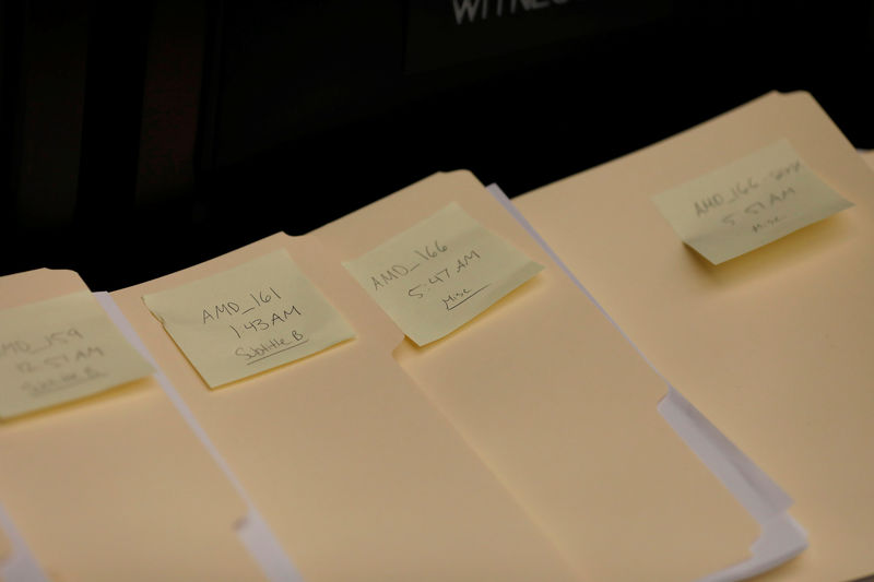 © Reuters. Copies of amendments offered during a marathon House Energy and Commerce Committee hearing on a potential replacement for the Affordable Care Act are seen on Capitol Hill