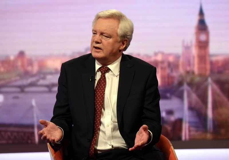 © Reuters. Britain's Secretary of State for Leaving the EU David Davis speaks on the Marr Show in London