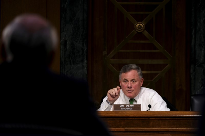 © Reuters. Committee Chairman U.S. Senator Burr questions former U.S. Senator Coats as he testifies before the Senate Select Committee on Intelligence on his nomination to be Director of National Intelligence in Washington