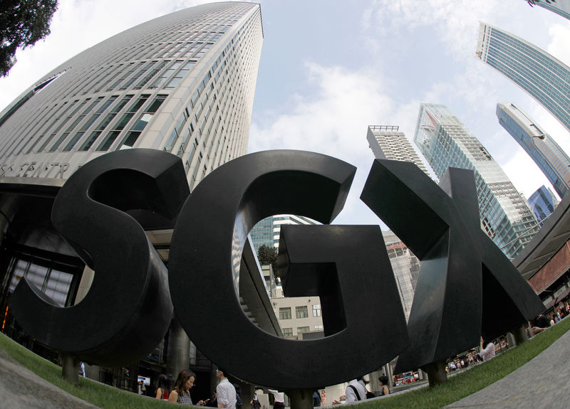 © Reuters. A view of the SGX signage outside their office in Singapore