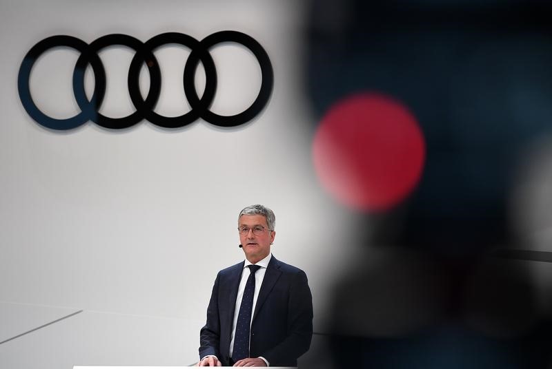 © Reuters. Audi CEO, Rupert Stadler gives a speech at the company's annual newsconference in Ingolstadt