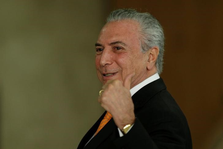 © Reuters. Presidente Michel Temer, durante anúncio de dados no Palácio do Planalto