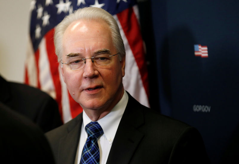 © Reuters. U.S. Health and Human Services Secretary Tom Price speaks about efforts to repeal and replace Obamacare, in Washington