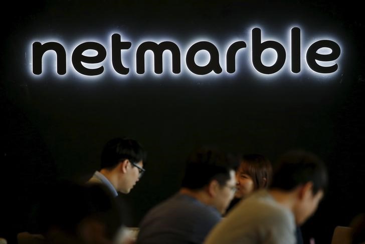 © Reuters. The logo of Netmarble Games is seen at its headquarters in Seoul
