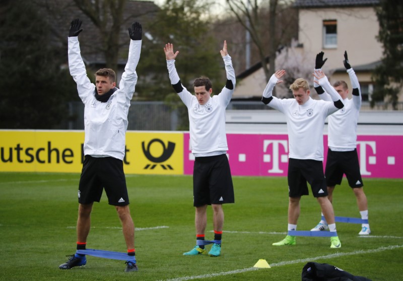 © Reuters. Germany's Thomas Muller during training