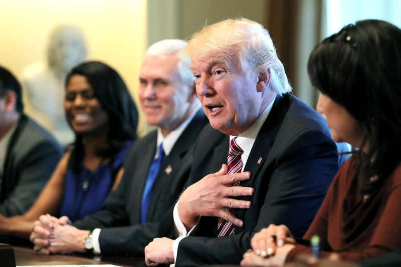 © Reuters. Trump attends a meeting with the Congressional Black Caucus Executive Committee at the White House in Washington